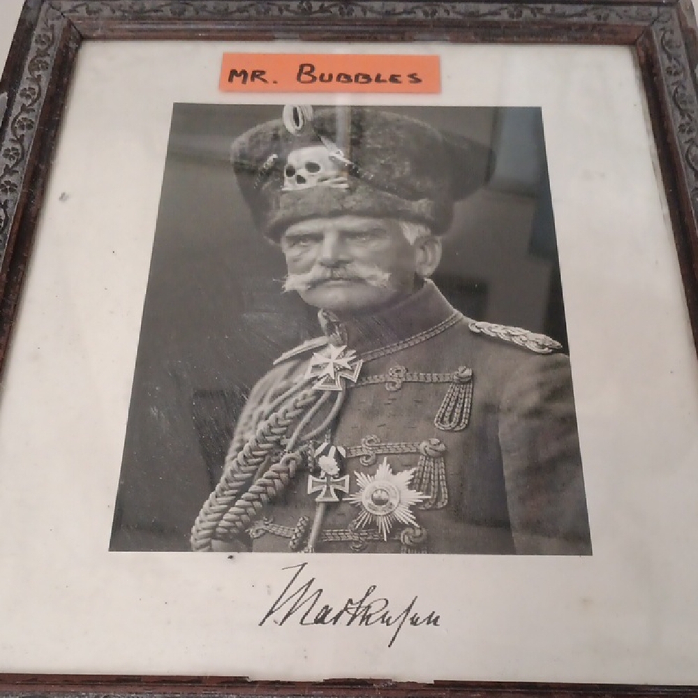 Vintage Framed Autografthpic  Portrait Of Augest Von Mackensen with Ornate Frame